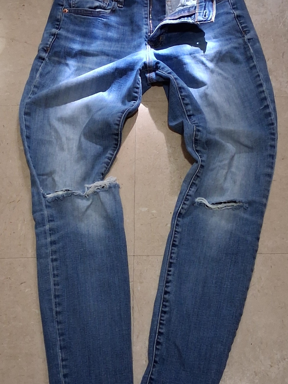 Blue Distressed Men's Jeans